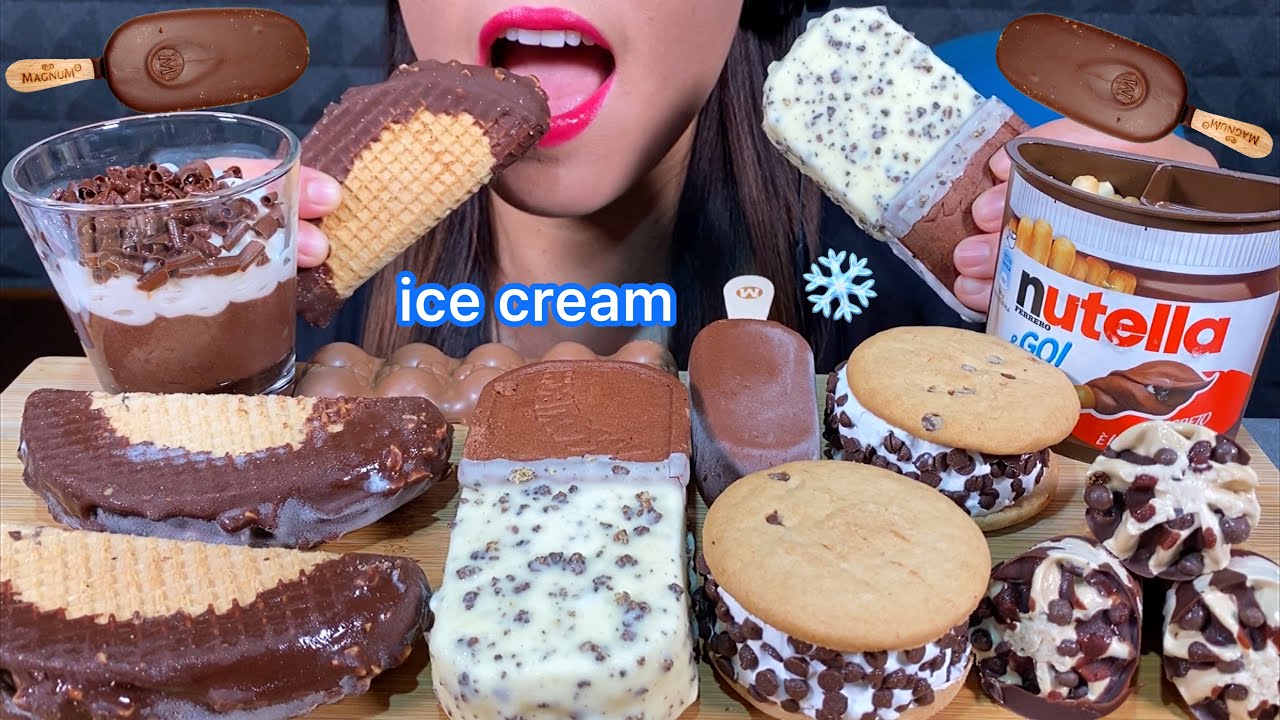 ASMR ICE CREAM EATING CHOCO TACO MAGNUM PISTACHIO MAXIBON WHITE CHOCOLATE MOUSSE MALTESERS 먹방