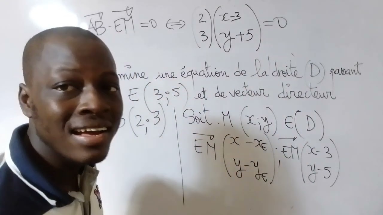 Déterminer une droite d'équation connaissant un point et le vecteur directeur Maths-3ème