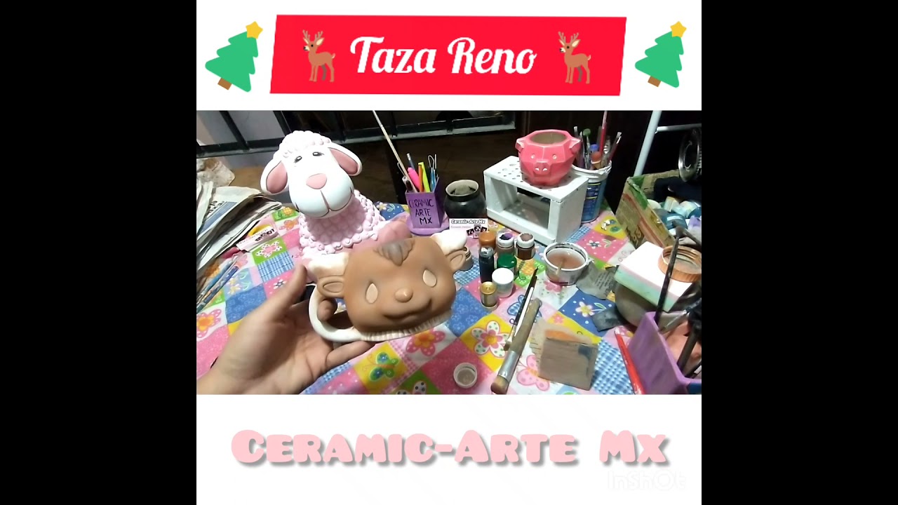 Pintando taza navideña Reno (cerámica)