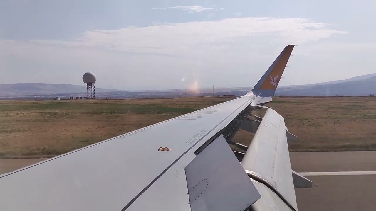 Pegasus Airlines landing at Tbilisi Airport, Georgia