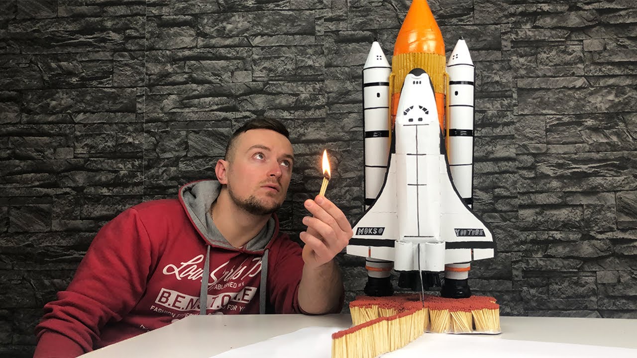 Match Chain Reaction - Space Shuttle Launch - Amazing Fire Domino