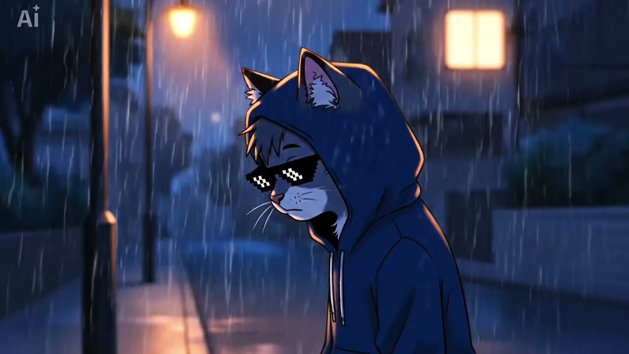 1 Hour Sad Lofi Rain 🌧️🐱 | Cozy Streetlight • Chill Beats • Relax & Sleep