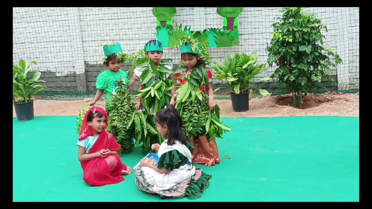 Role play on save trees.Green colour day celebrations.