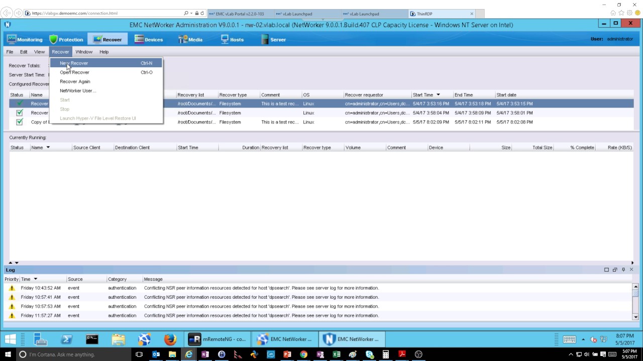 NetWorker 9.0 Restore
