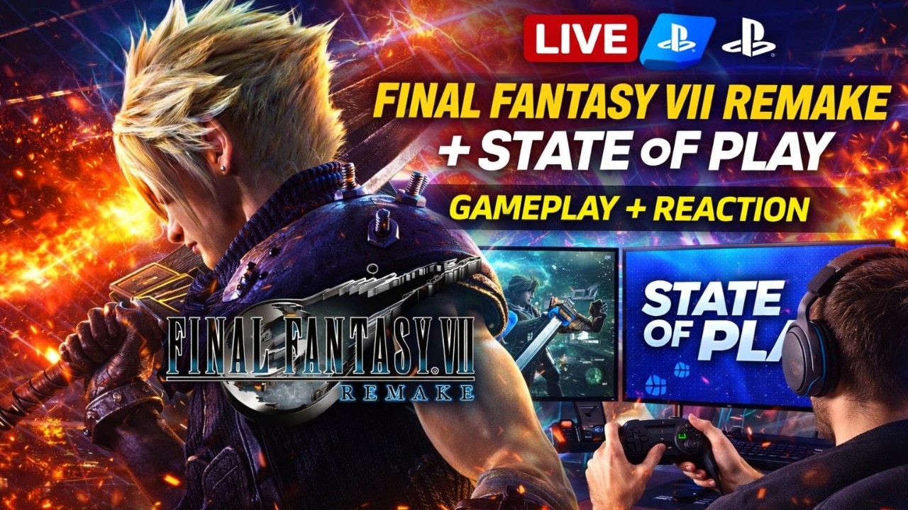 FINAL FANTASY VII REMAKE AO VIVO + REAGINDO AO STATE OF PLAY 🔥 Gameplay + Evento PlayStation