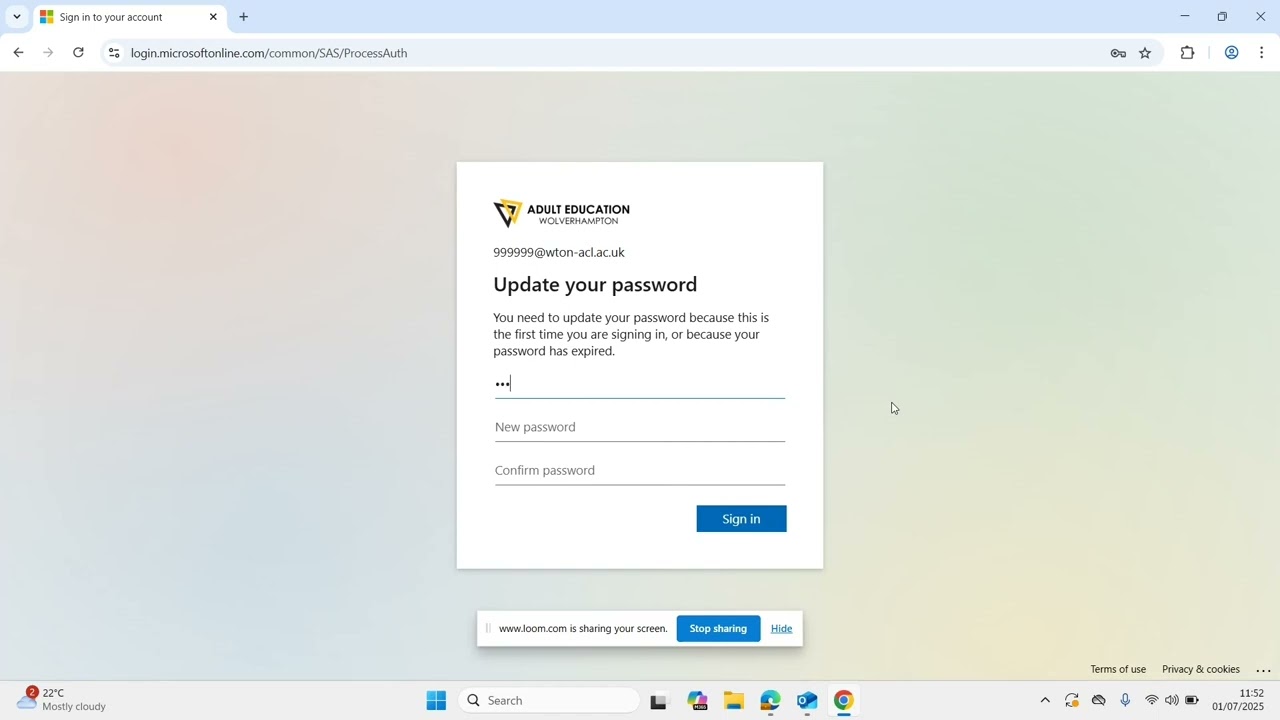 Signing into Microsoft 365 for the first time
