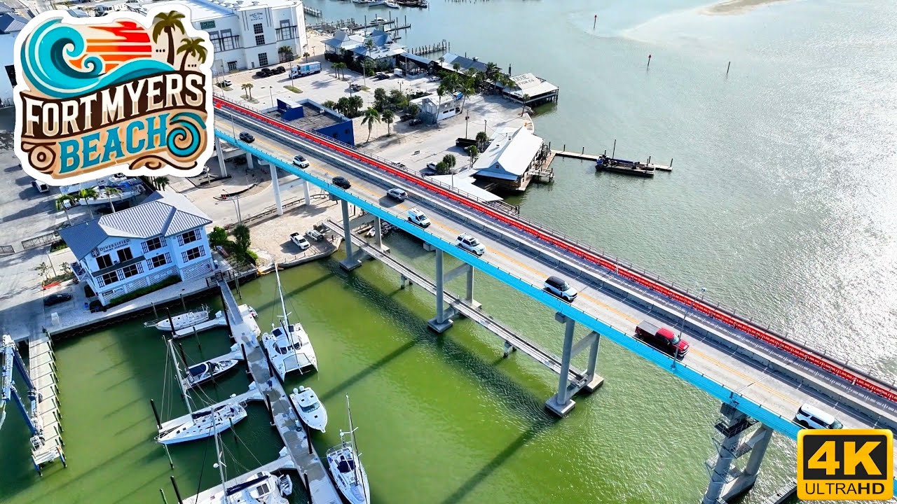 Fort Myers Beach Today Live Cam Aerial Drone Footage 4K HD 3/26/25