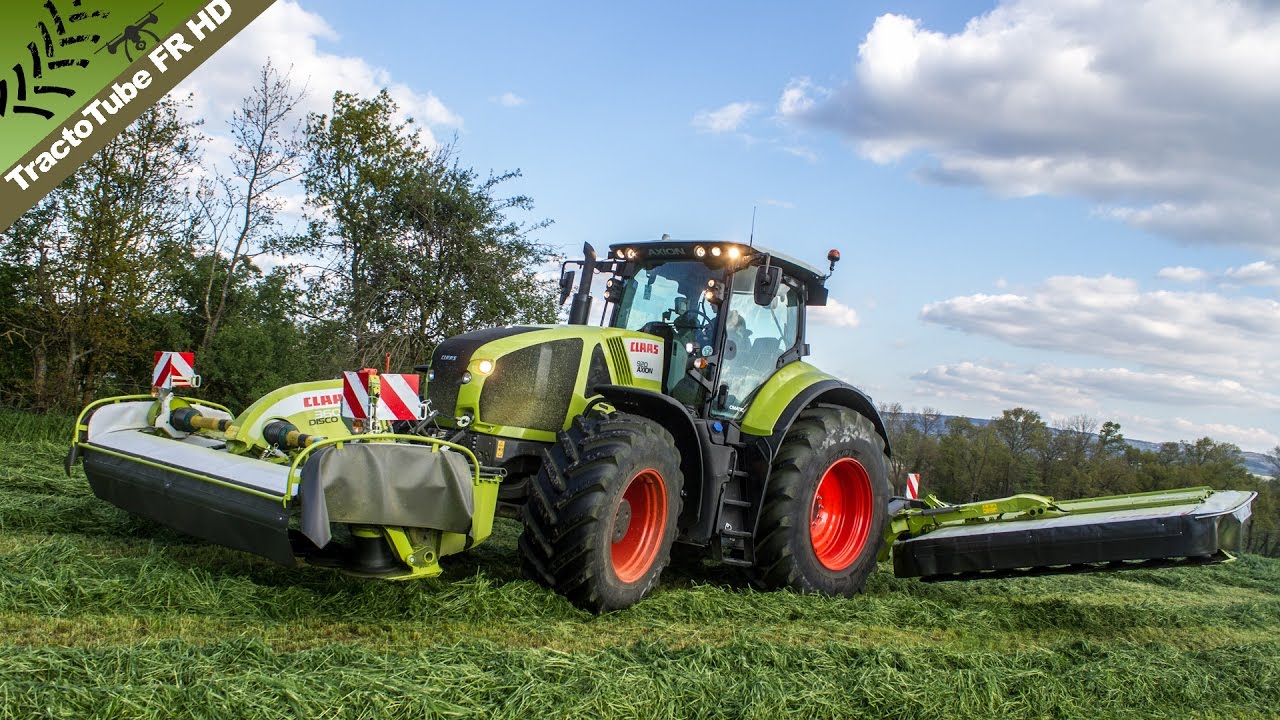 Claas Axion 920 & Disco 9200C & 3600FC - Fauchage d'herbe !