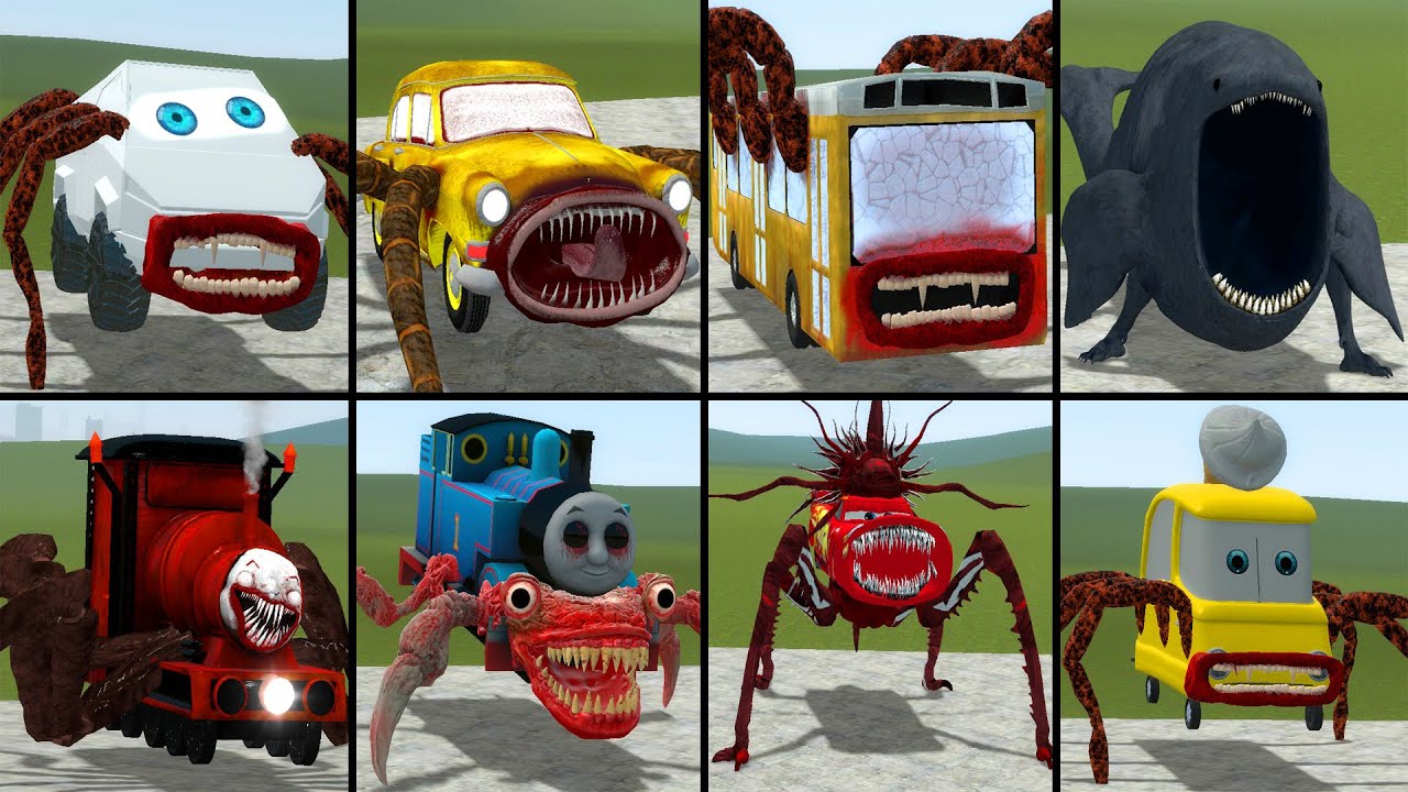 NEW MONSTER: TESLA EATER, CAR EATER, BUS EATER, THE BLOOP, CHOO CHOO CHARLES AND FRIENDS IN GMOD!!