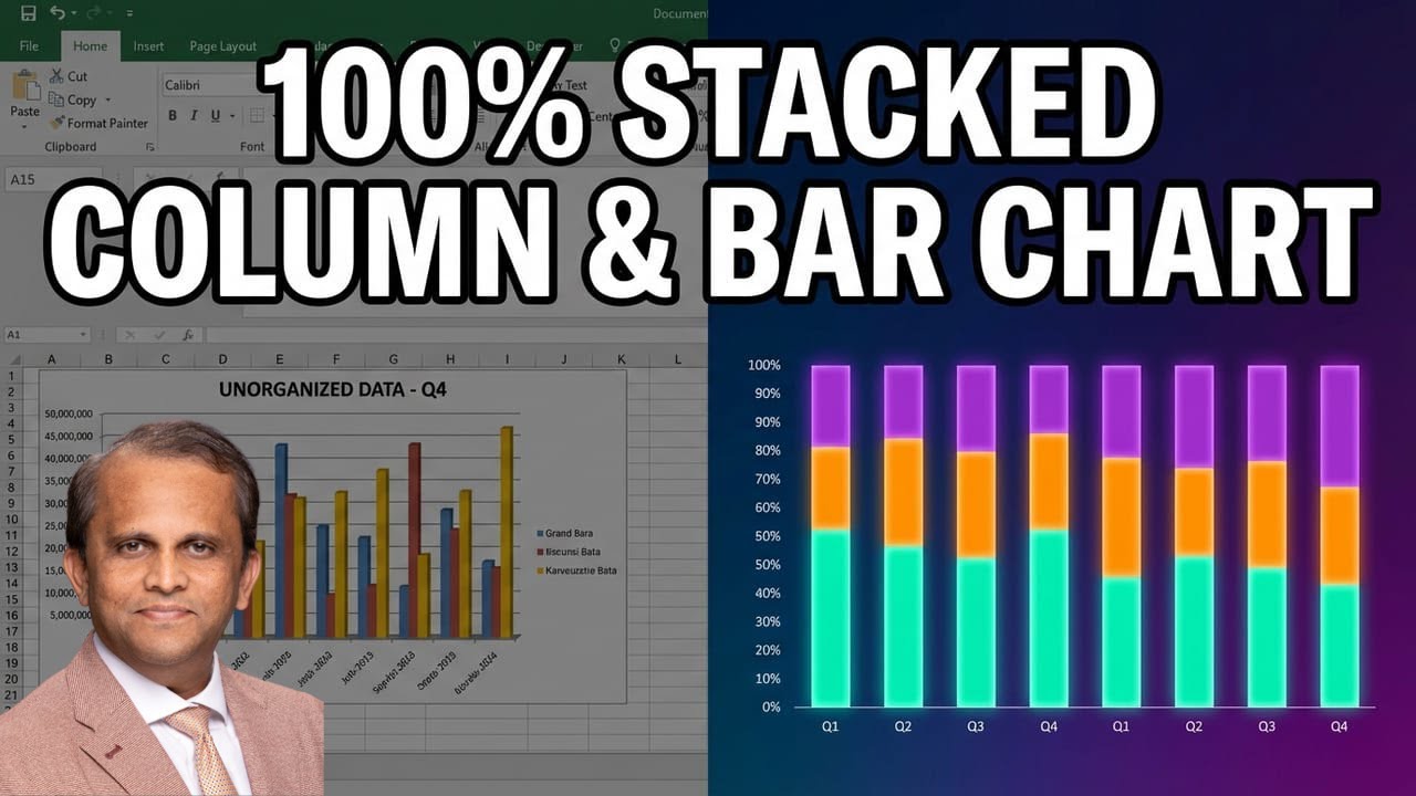 71. Master 100% Stacked Column & Bar Charts in Excel in 6 Minutes 🔥
