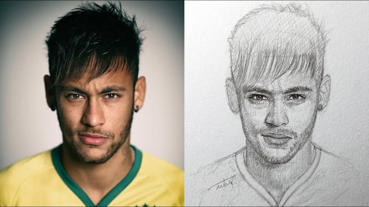 Mastering facial drawing: Loomis' method of drawing Neymar jr