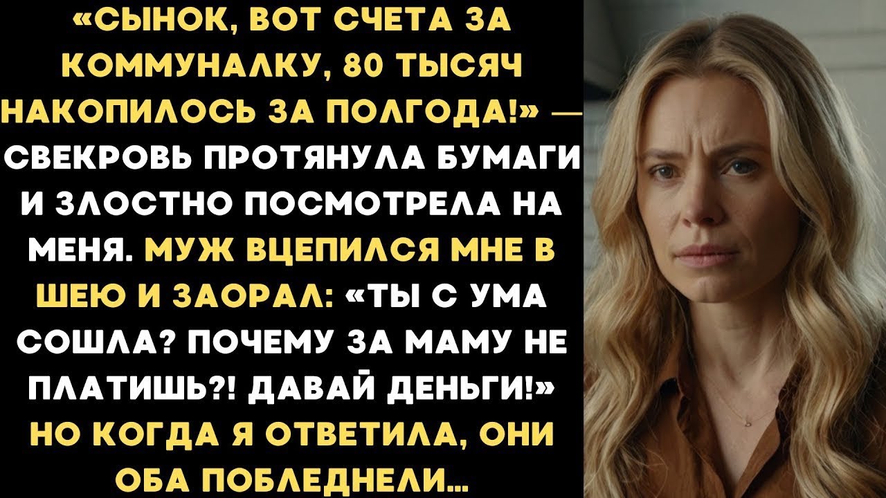 Почему за мать не платишь?! - муж вцепился мне в шею, когда свекровь принесла долг за коммуналку...