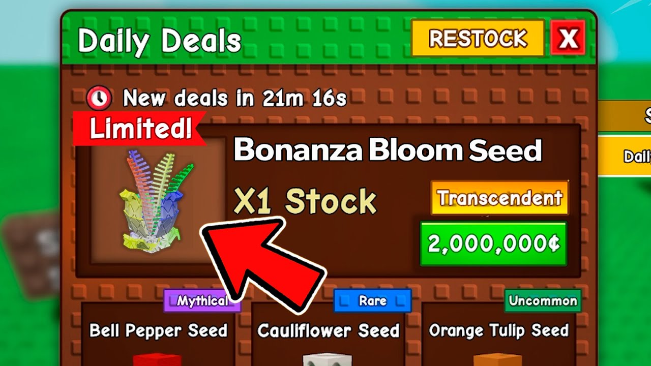 NEW *BONANZA BLOOM SEED*  in Daily Deals — Don’t Miss It!-Grow a Garden Roblox