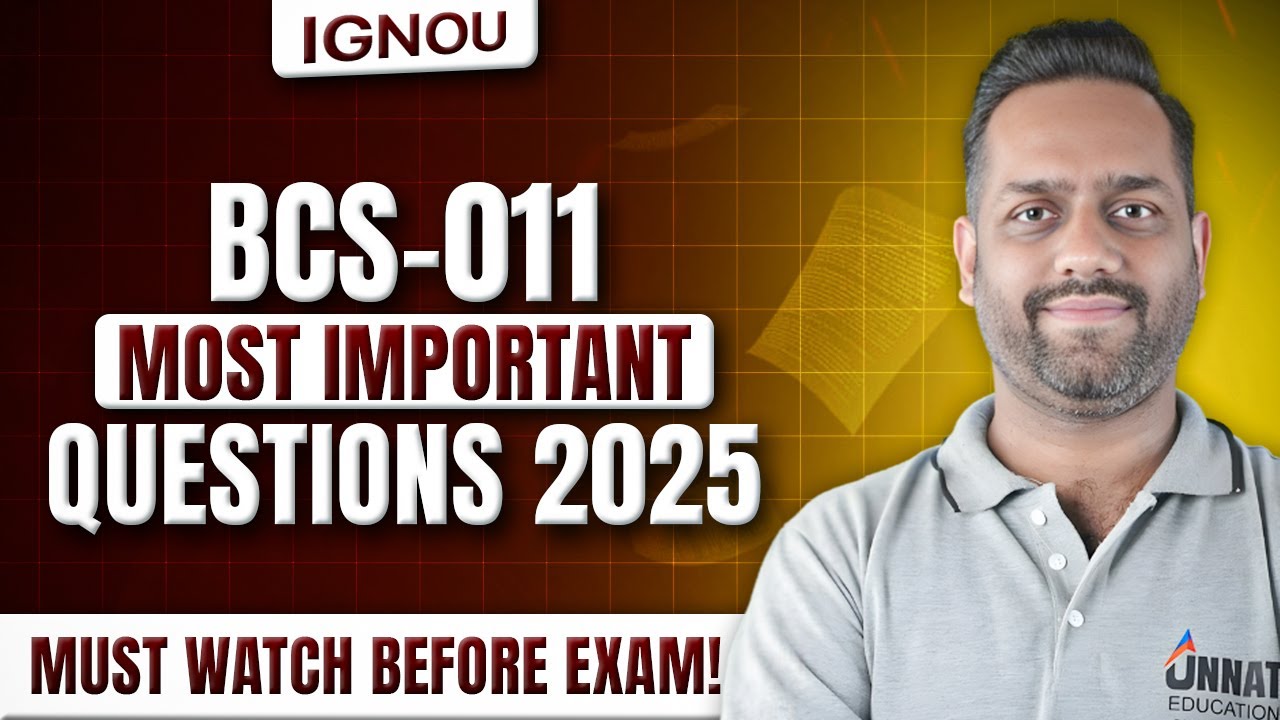 BCS 011 BCA Questions Paper June 2025 Solved | Computer Basics and PC Software BCA IGNOU