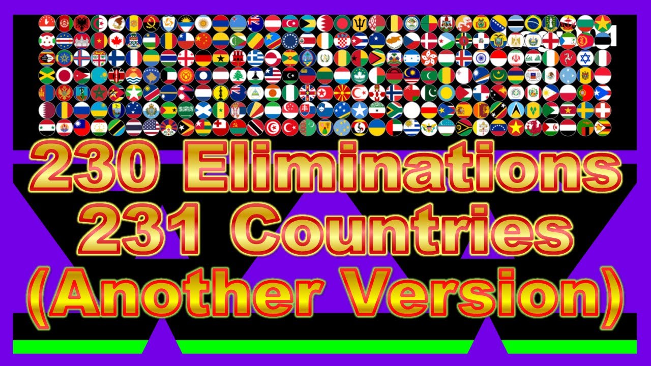 [Another version] 230 times eliminations & 231 countries marble race in Algodoo | Marble Factory