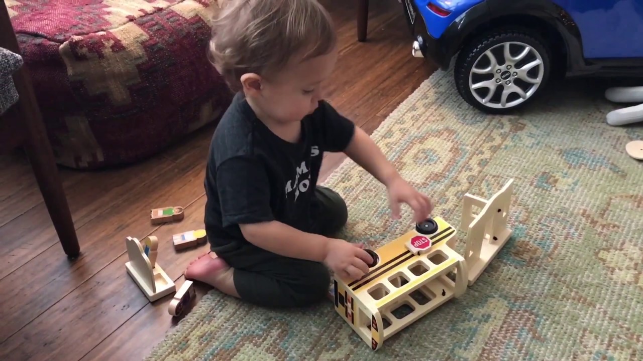Little Claudio Plays - Melissa & Doug Whittle World Wooden School Bus Set Play Review
