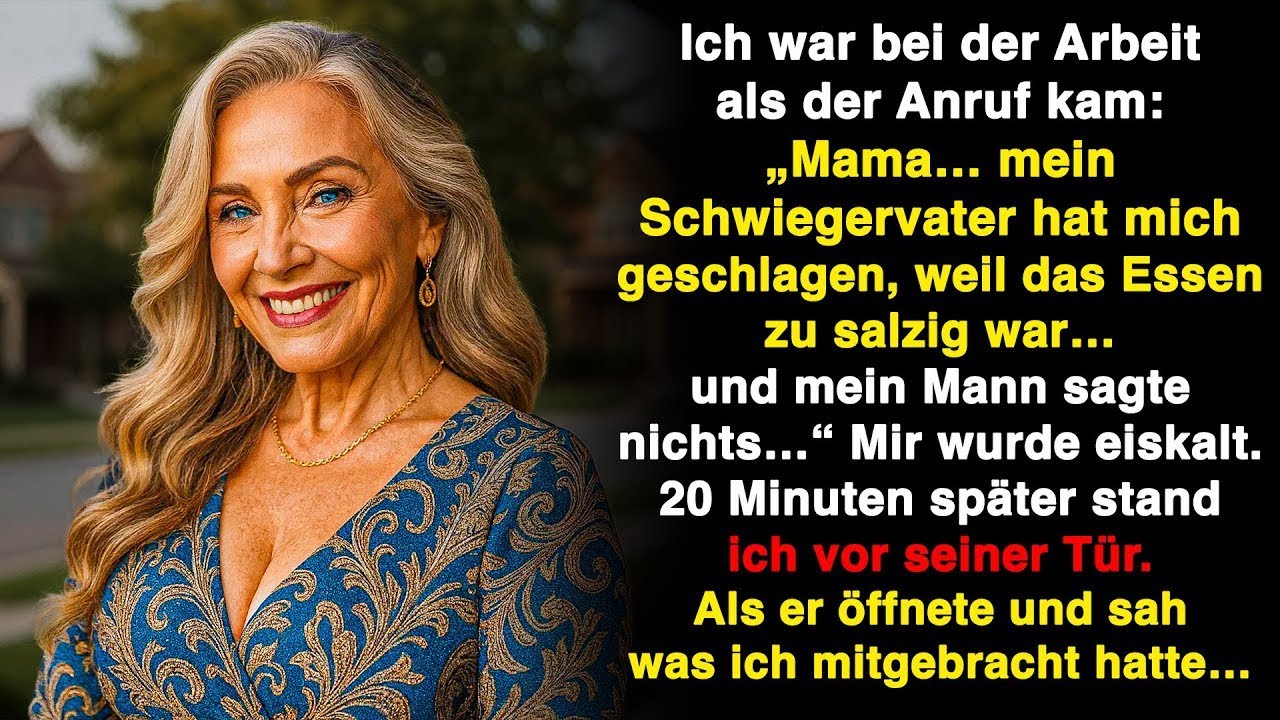 Mama… mein Schwiegervater hat mich geschlagen, weil das Essen zu salzig war. 20 Minuten später…