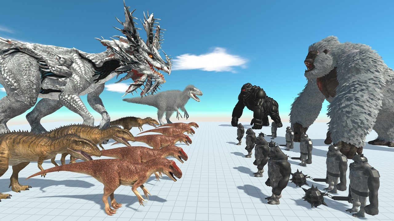 Dinosaur Battle: Velonasaur VS Gorilla Revolt Battle Simulator ARBS