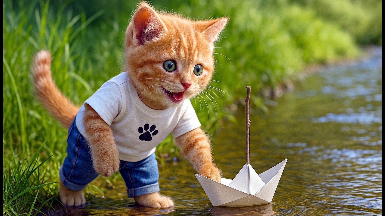 ⛵️ Gingy Cat Makes a Little Boat and Floats It Down the Stream: Letting Go with a Smile 🐸🌊