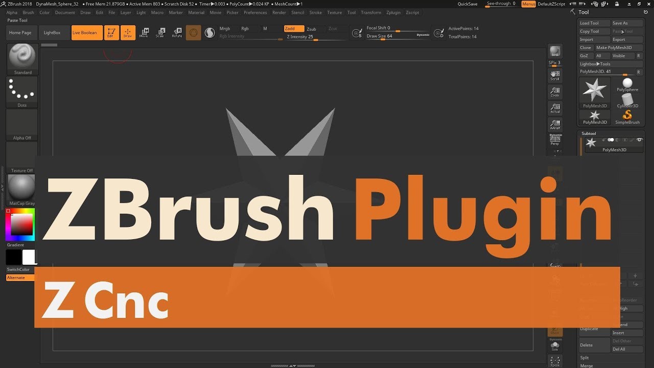Z Cnc - Pixologic's ZBrush Plugin