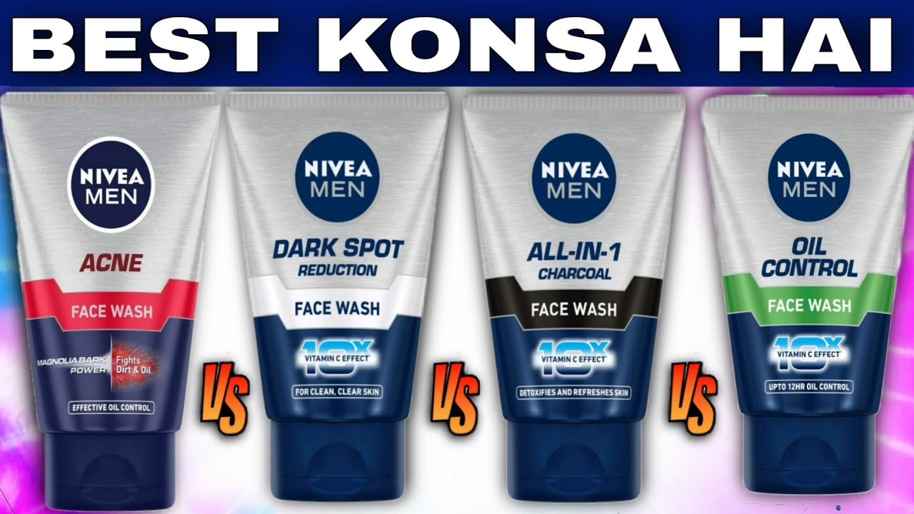 nivea men acne facewash vs nivea men dark spot  vs nivea men all in one  vs nivea men oil control
