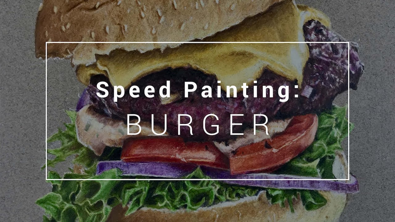 Speed Painting: Burger in Coloured Pencils