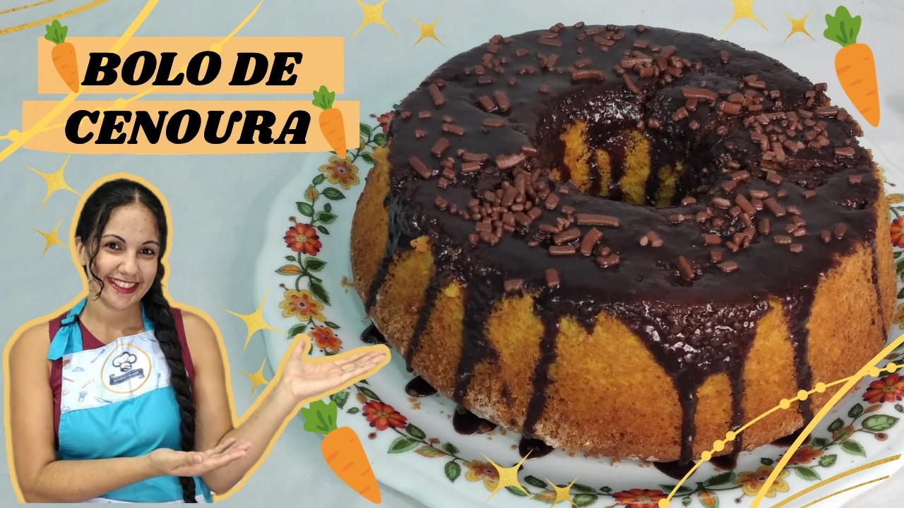 BOLO DE CENOURA FÁCIL  ,COM COBERTURA  DE CHOCOLATE SEM LEITE CONDENSADO!!!