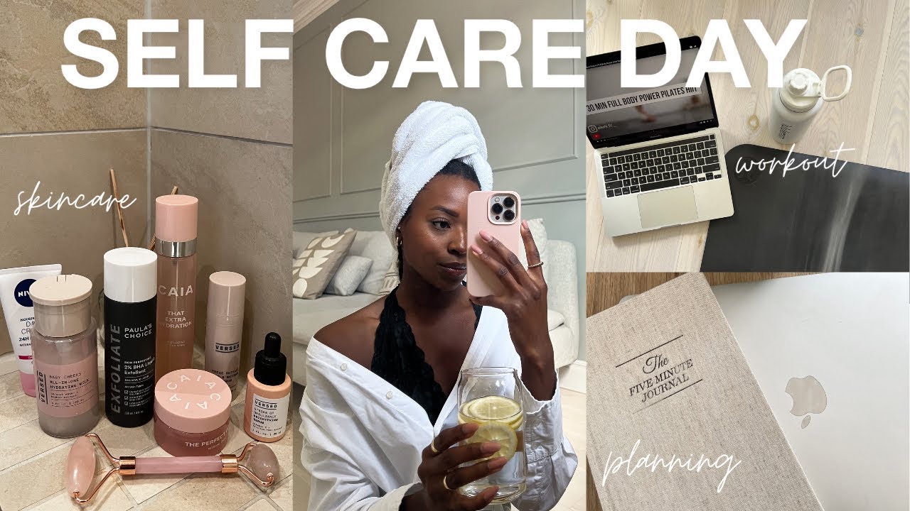 SELF CARE VLOG | skincare & haircare routine, staying productive, cleaning + making matcha