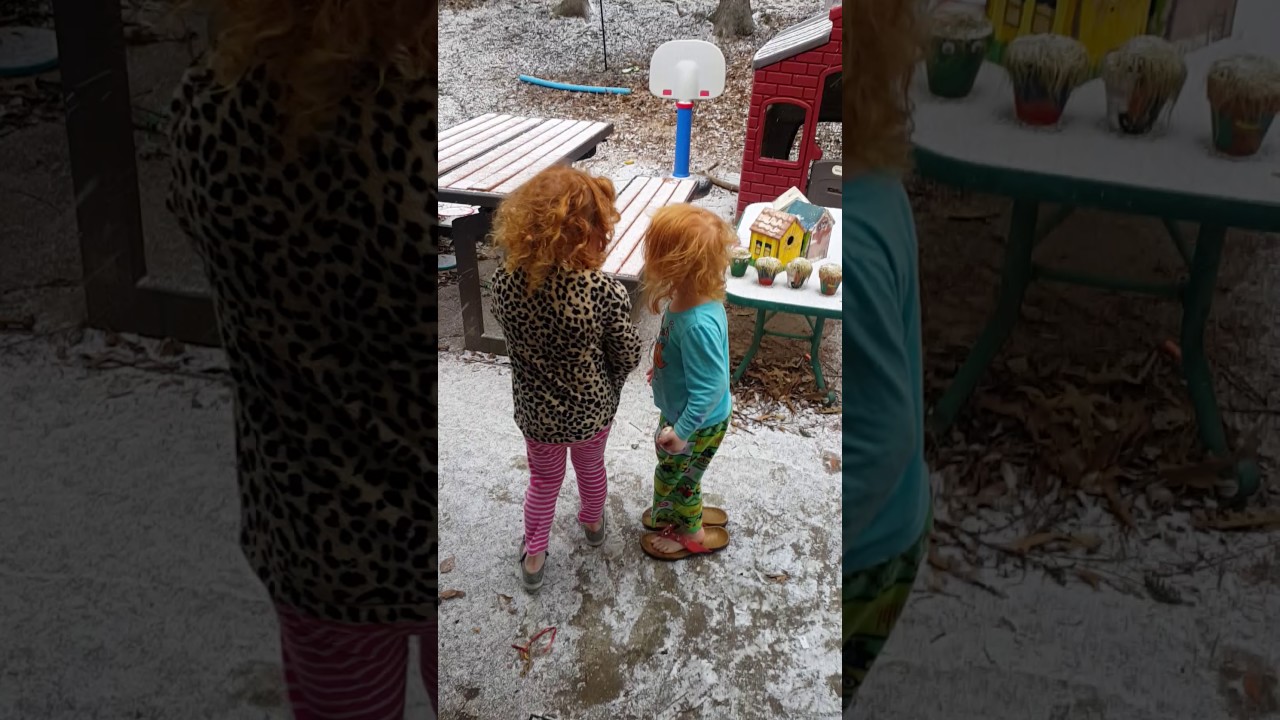 Kid snow #1stsnow #snow barefoot challenge