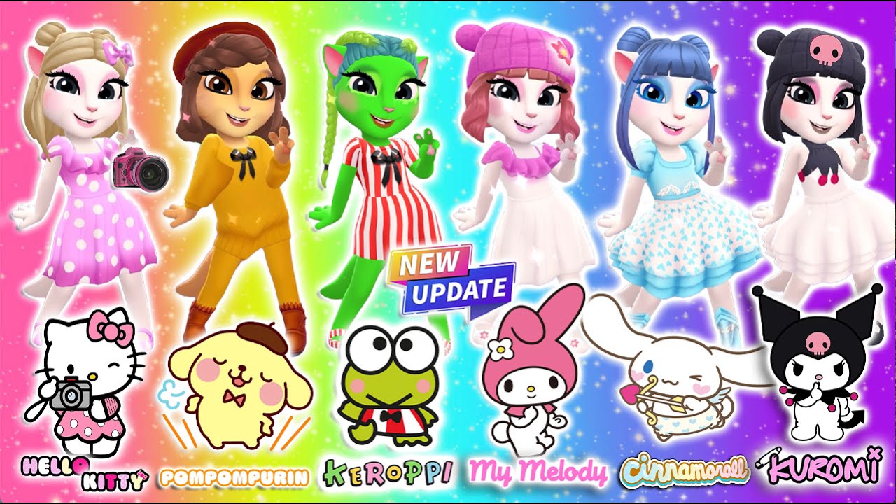 My talking angela 2 💟💗 Hello Kitty Party | ALL Characters | New Update | cosplay