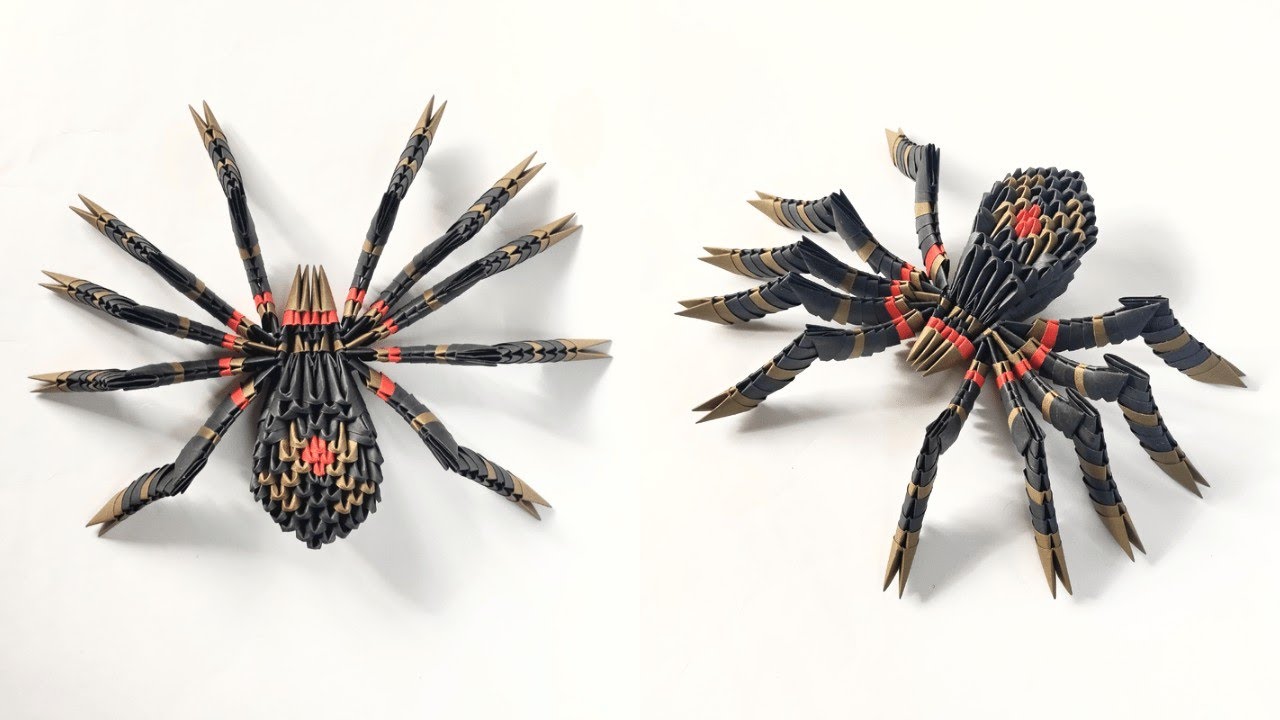 3d origami SPIDER | How to make a modular spider