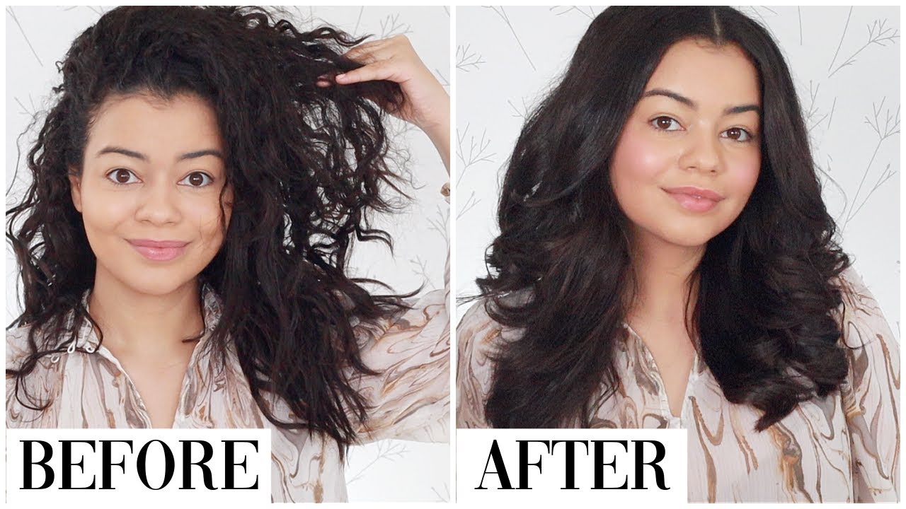 EASY AT-HOME SALON BLOWOUT ROUTINE (CURLY TO STRAIGHT HAIR)