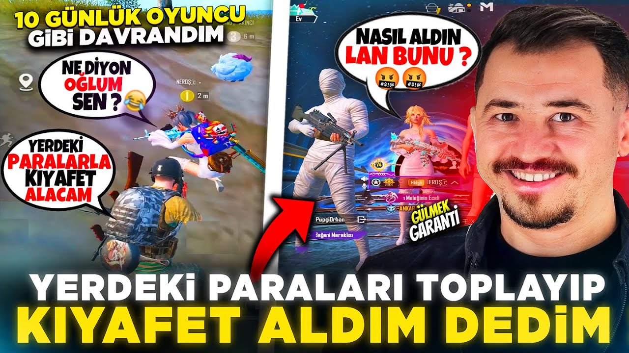 YENİ OYUNCUYUM DEDİM YERDEKİ PARALARI TOPLAYIP KIYAFET ALDIM 😅 GERÇEK SANDILAR | PUBG MOBILE