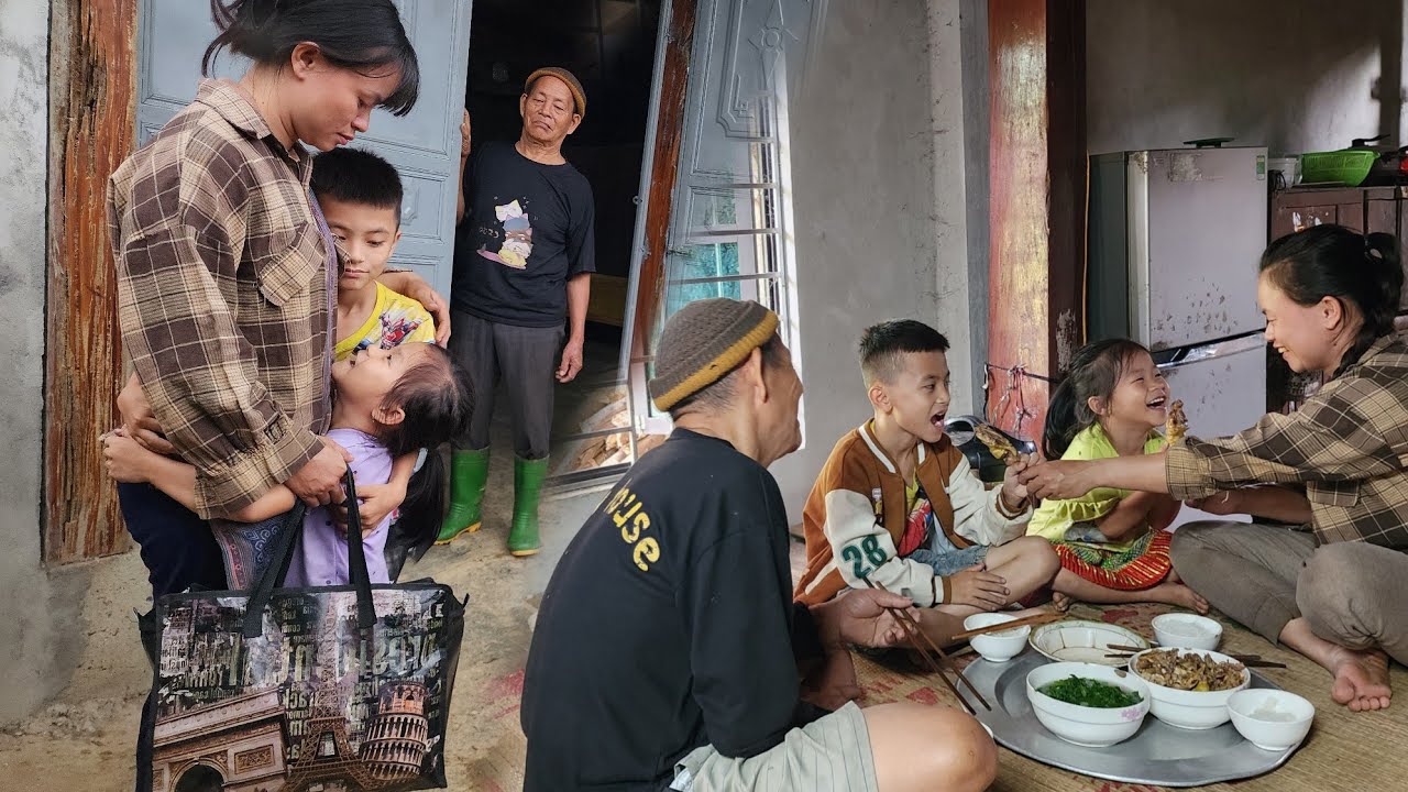 (Full video) Dad's sadness and Hai and My's tight hug when Kim went to work far away.