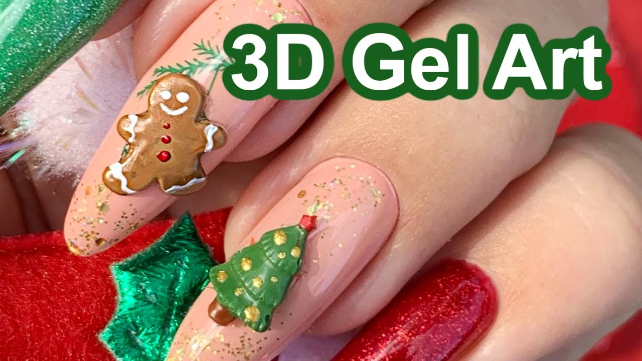 How to : 3D Holiday Gel Polish Nail Art | Gel Extensions on Myself | Vettsy Giftbox Review