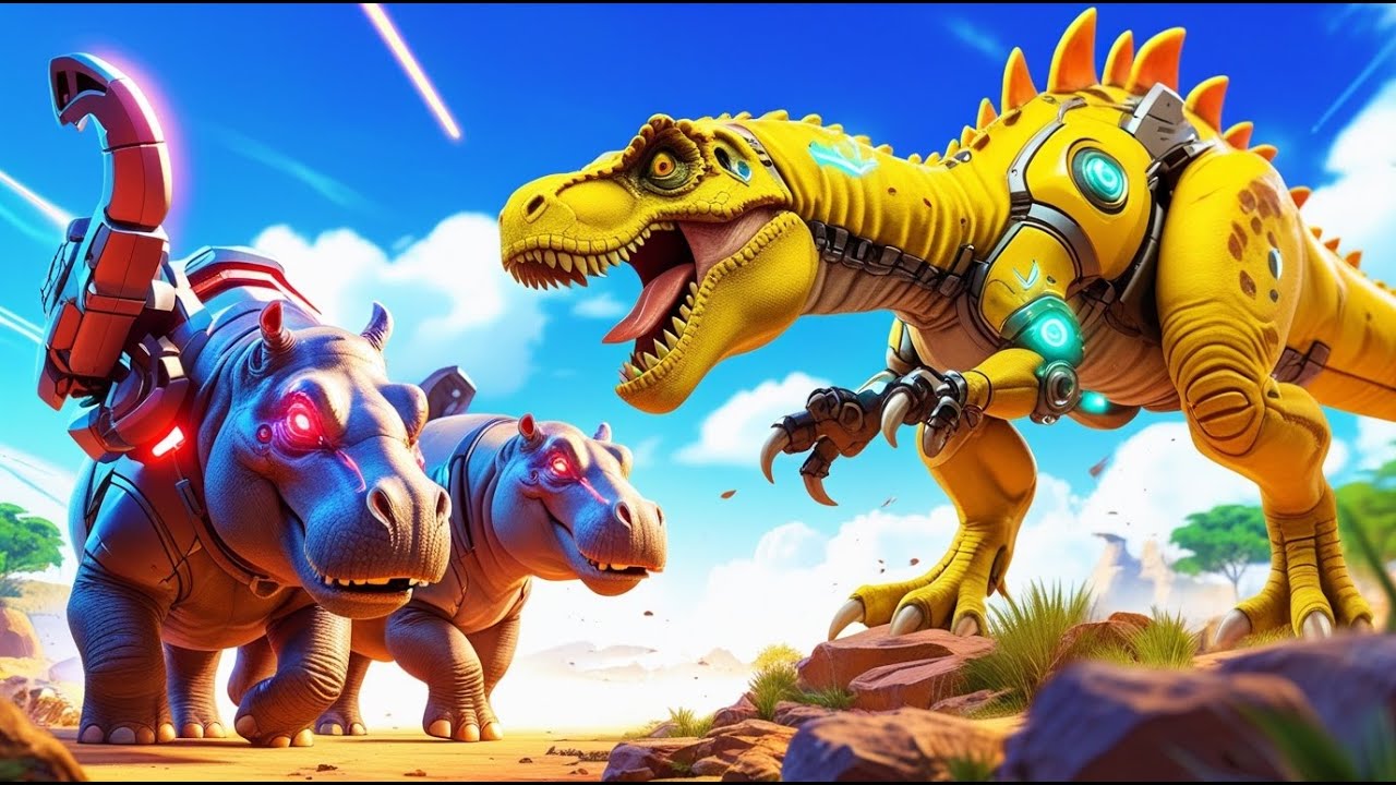 Dinosaurs T-Rex vs Megalodon Shark, Indominus Rex Fighting in EPIC Jurassic World Evolution 3