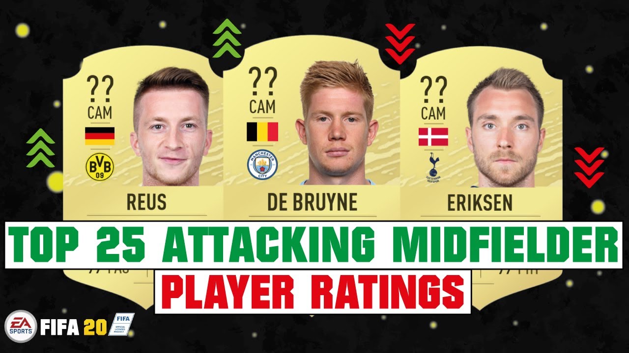 FIFA 20 | TOP 25 BEST ATTACKING MIDFIELDER PLAYER RATINGS 😱🔥| FT.  DE BRUYNE, REUS, ERIKSEN... etc