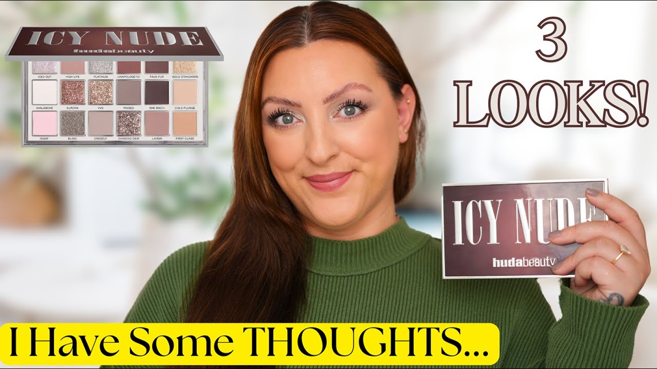 Палитра теней HUDA BEAUTY ICY NUDE | 3 образа!