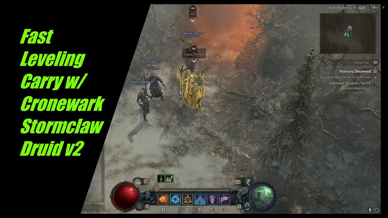 Gained 12 Levels in 10 Minutes! Fast Leveling Carry w/ Stormclaw Cronewark Druid v2 - Diablo 4