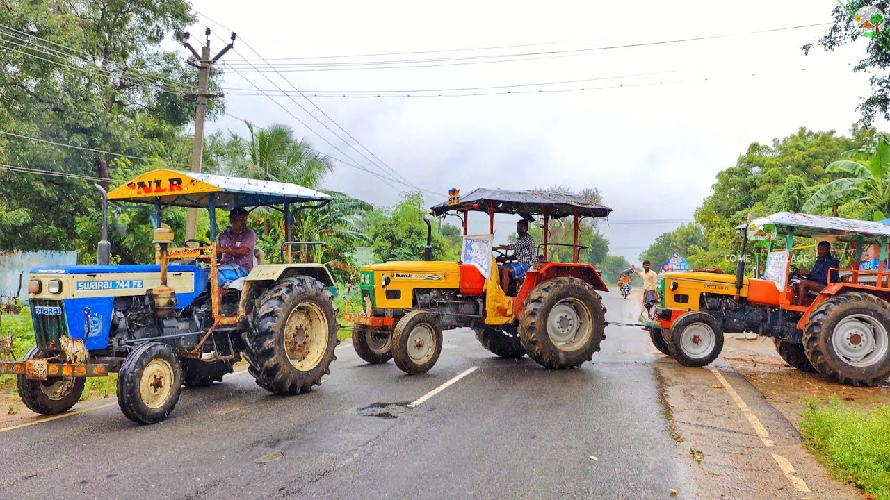 hmt 5911 tractor stuck in heavy mud rescue by  hmt 6522 and swaraj 744 fe tractor | Tractor Videos |