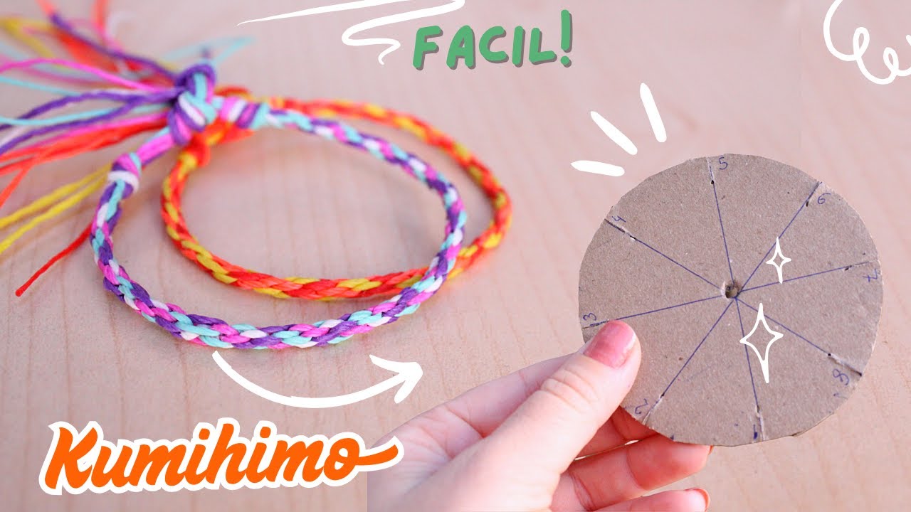 DiY PULSERAS de Hilo con la t&eacute;cnica KUMIHIMO &iexcl;disco de CARTON! 💥F&aacute;cil ✨