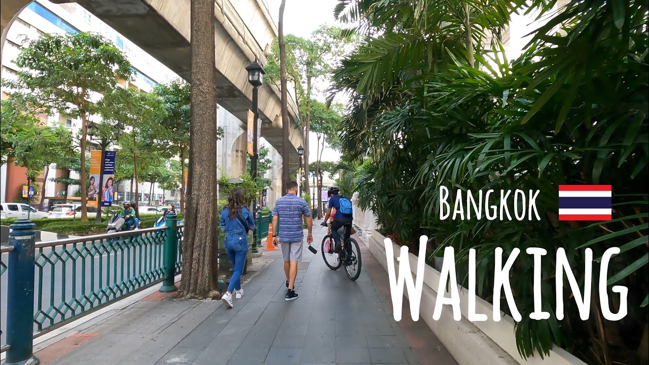 Walking through Phloen Chit to Langsuan Road in Downtown Bangkok, Thailand - Virtual City Tour 2021