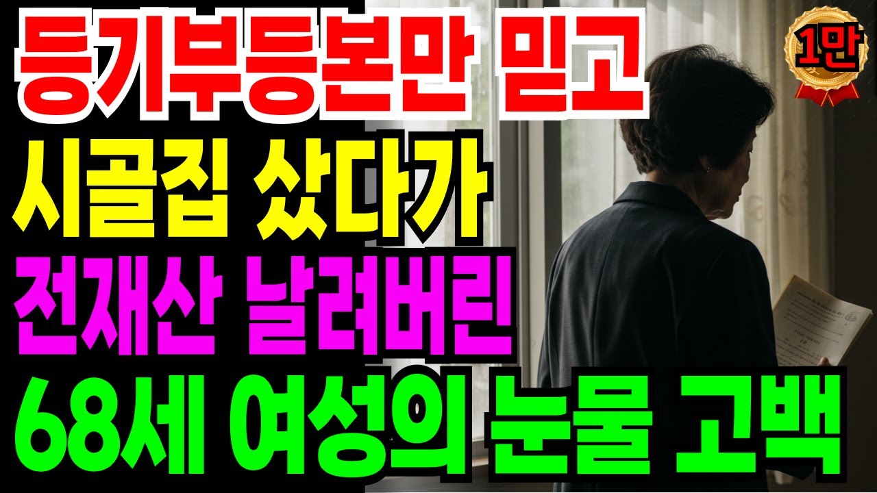 [노후자금사연] 등기부등본 믿고 평생 모은 퇴직금 전부 날린 68세 여성의 눈물 고백 | 노후자금 | 노후의지혜 | 시니어사연 | 오디오북