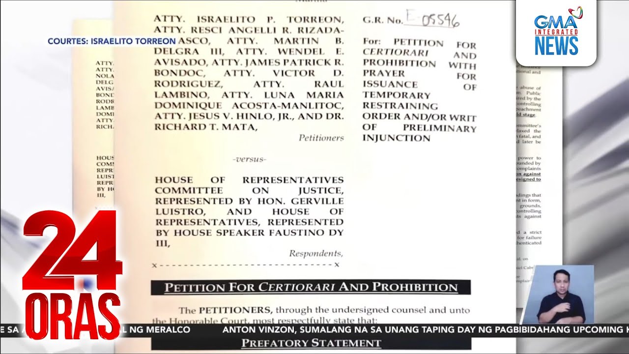 Mga abugadong kaalyado ni VP Duterte, hiniling sa SC na pigilin ang pagdinig ng House... | 24 Oras