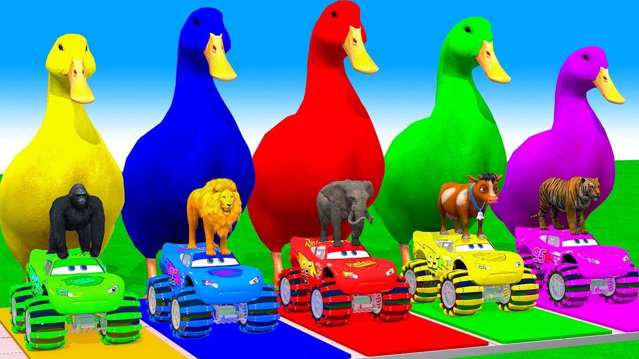 Long Slide Game With Cow Elephant Gorilla Hippopotamus Tiger 3d Animal Game Funny 3d Animals