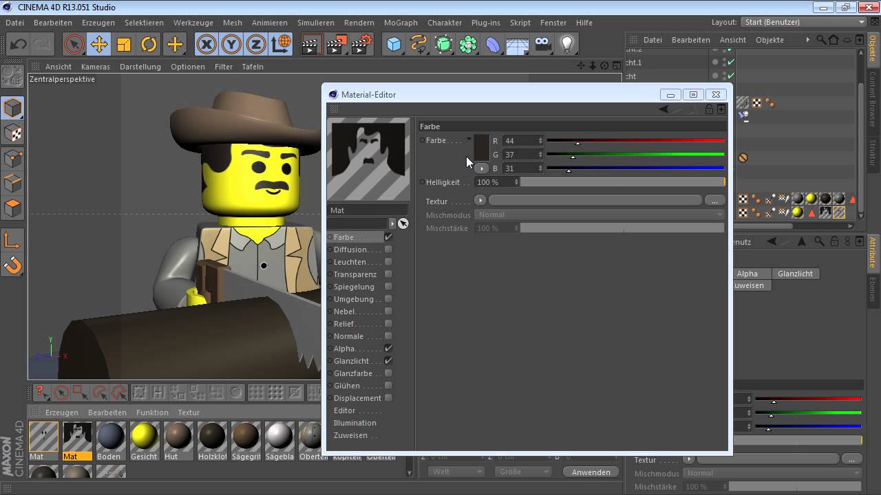[9.2.4] Material-Eigenschaften - Alpha-Kanal (C4D-Video-Training)