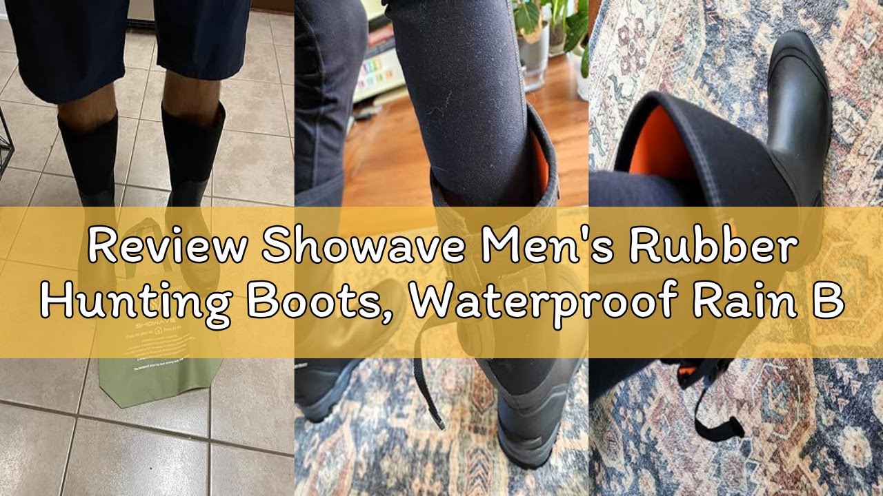 Review Showave Men's Rubber Hunting Boots, Waterproof Rain Boots Insulated Neoprene Mud Boot, Durabl