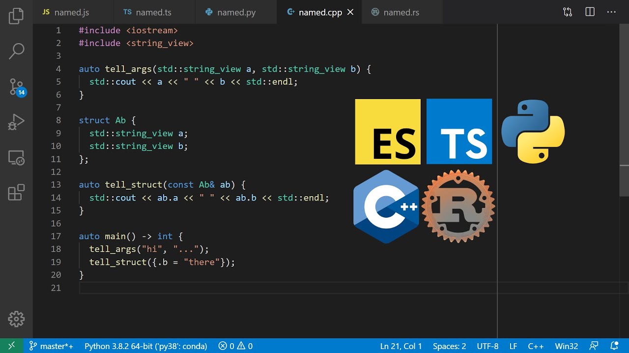 Named Args in TypeScript, Python, C++20, & Rust