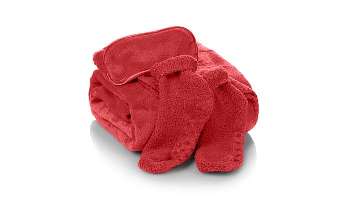 Samantha Brown Travel Set with Throw, Eye Mask and Socks