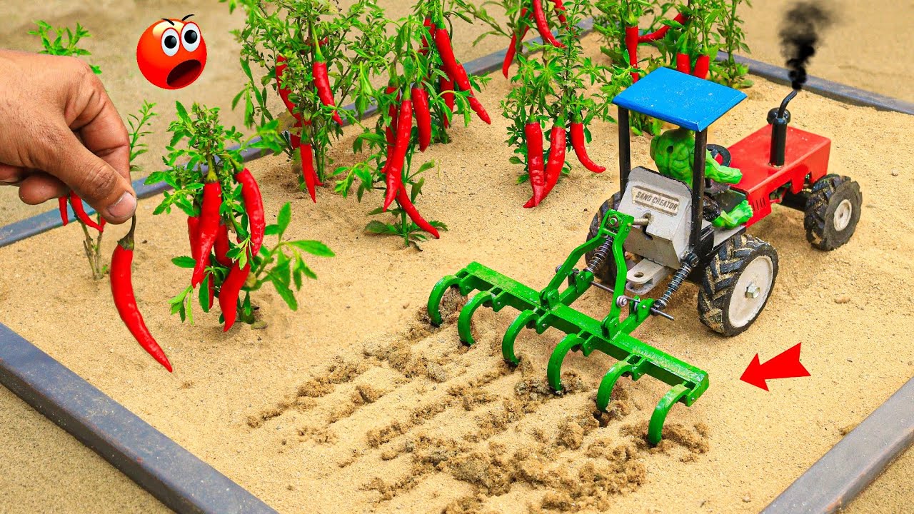 Diy mini tractor making agriculture cultivator for Chilli Farming | pough machine  